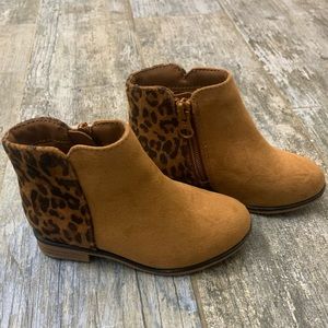 Brown and leopard booties